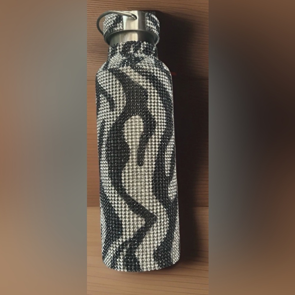 TOMO Crystal Embellished Zébra  Stainless Steel Water Bottle